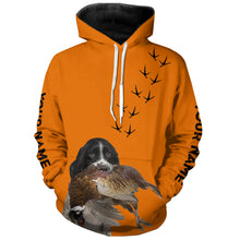 Load image into Gallery viewer, English Springer Spaniel Dog Pheasant Hunting Blaze Orange custom Name Hunting Hoodie, T-shirt FSD3969