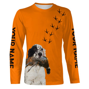 Pointing Dogs Breeds Pheasant Hunting Custom Name Blaze Orange Long Sleeve Shirts for Bird Hunter FSD4018