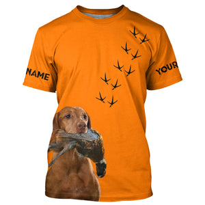 Vizsla Dog Pheasant Hunting Blaze Orange custom Name Hunting Hoodie, T-shirt FSD3975