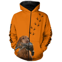 Load image into Gallery viewer, Vizsla Dog Pheasant Hunting Blaze Orange custom Name Hunting Hoodie, T-shirt FSD3975