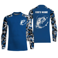 Load image into Gallery viewer, Custom Name Bass Fishing Camouflage Blue Performance Fishing Shirt, Bass Fishing Jerseys FSD2640