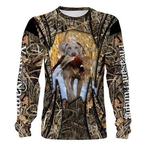 Pheasant hunting with Weimaraner dog custom Name 3D All over print Shirts, Hoodie FSD3675