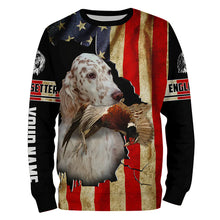 Load image into Gallery viewer, English Setter bird Dog Pheasant hunting American flag Customized Name Shirts, Hoodie FSD3807