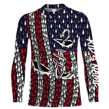 Load image into Gallery viewer, American Flag 3D Fish Hook Treble Hook Custom Name All Over Printed UV Protection Shirts Fishing Apparel Patriotic Gift FSD2015