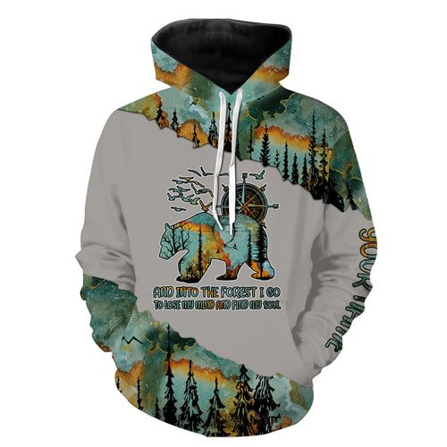 Camping Bear Customized 3D Shirt, I Go to Lose My Mind And Find My Soul Camping Hiking Shirt - TNN103