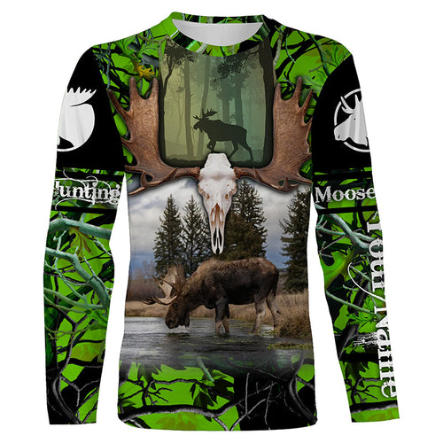 Personalized Moose hunting green muddy camo Custom Name 3D All over print shirts, hoodie TTS0681