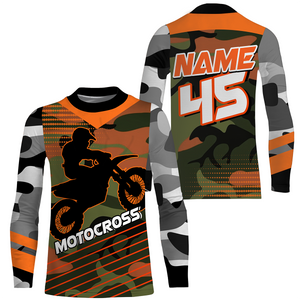 Camo Motocross Personalized Jersey UPF30+ UV Protect, Dirt Bike Racing Motorcycle Off-road Youth Riders| NMS450