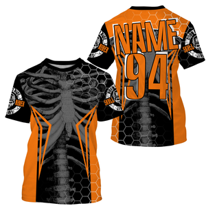 Personalized Racing Jersey UPF30+, Cool Bone Motorcycle Motocross Off-Road Riders Racewear - Orange| NMS624