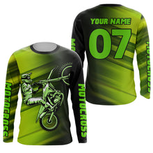 Load image into Gallery viewer, Green Motocross Jersey Youth Men Custom Number UPF30+ Dirt Bike Shirt MX Racing Offroad Motorcycle NMS1403