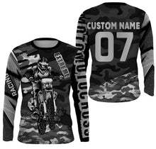 Load image into Gallery viewer, Personalized Motocross Jersey UPF 30+, Extreme Motocross Racing Shirt, Off-Road Long Sleeves - Grey| NMS593