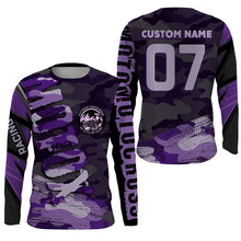 Load image into Gallery viewer, Purple Camo Custom Motocross Jersey UPF30+ No Guts No Glory Dirt Bike Shirt MX Racing Women Girls NMS1447