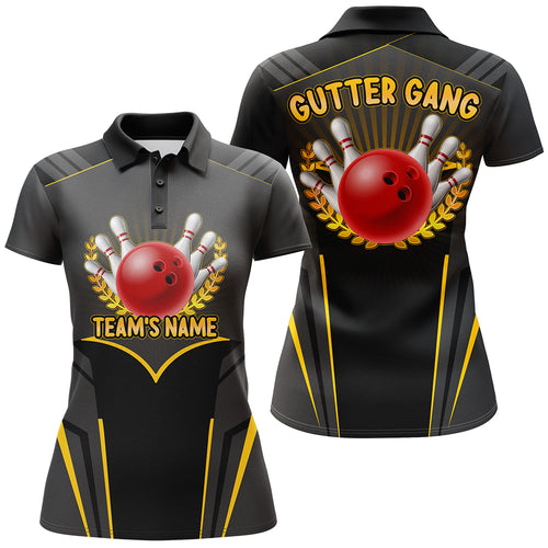 Gutter Gang Funny Bowling Shirt for Women Custom Bowling Jersey for Team Ladies Bowling Polo Shirt NBP143