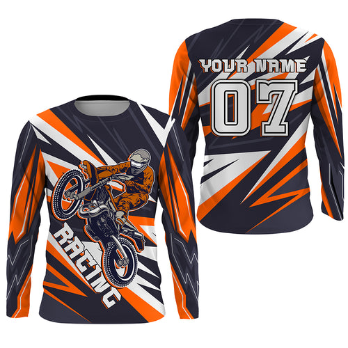 Personalized Racing Jersey Orange UPF30+ Youth Men Women Dirt Bike Shirt Supercross Motocross NMS1464