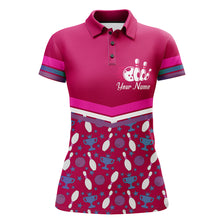 Load image into Gallery viewer, Polo Bowling Shirt for Women, Gutter Girl Pink Personalized Bowlers Jersey Short Sleeve NBP138