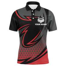 Load image into Gallery viewer, Funny Polo Bowling Shirt for Men, Red &amp; Black Custom Bowling Jersey, No Crying Lots of Swearing NBP144