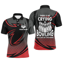 Load image into Gallery viewer, Funny Polo Bowling Shirt for Men, Red &amp; Black Custom Bowling Jersey, No Crying Lots of Swearing NBP144