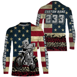 American Flag custom skull Motocross jersey UV Patriotic dirt bike racing motorcycle racewear| NMS920
