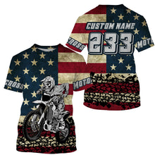 Load image into Gallery viewer, American Flag custom skull Motocross jersey UV Patriotic dirt bike racing motorcycle racewear| NMS920