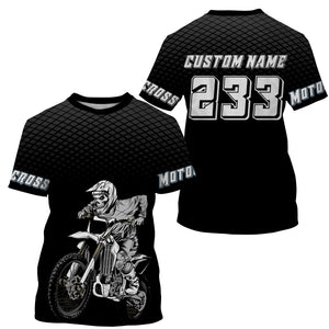 Black custom skull motocross jersey UV protective dirt bike racing off-road motorcycle racewear| NMS923