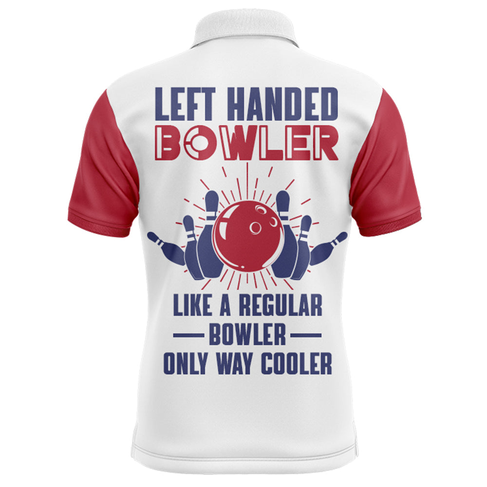 Left Handed Bowler Custom Polo Bowling Shirt for Men, Red & White Bowling Jersey 3D Print NBP137