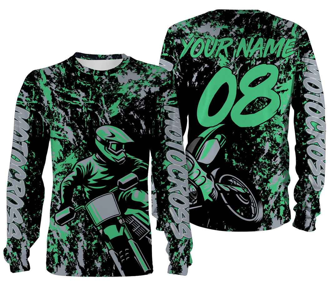 Motocross Rider Personalized Jersey Adult Kid Long Sleeves, Dirt Bike Off-road Motorcycle Racewear| NMS327