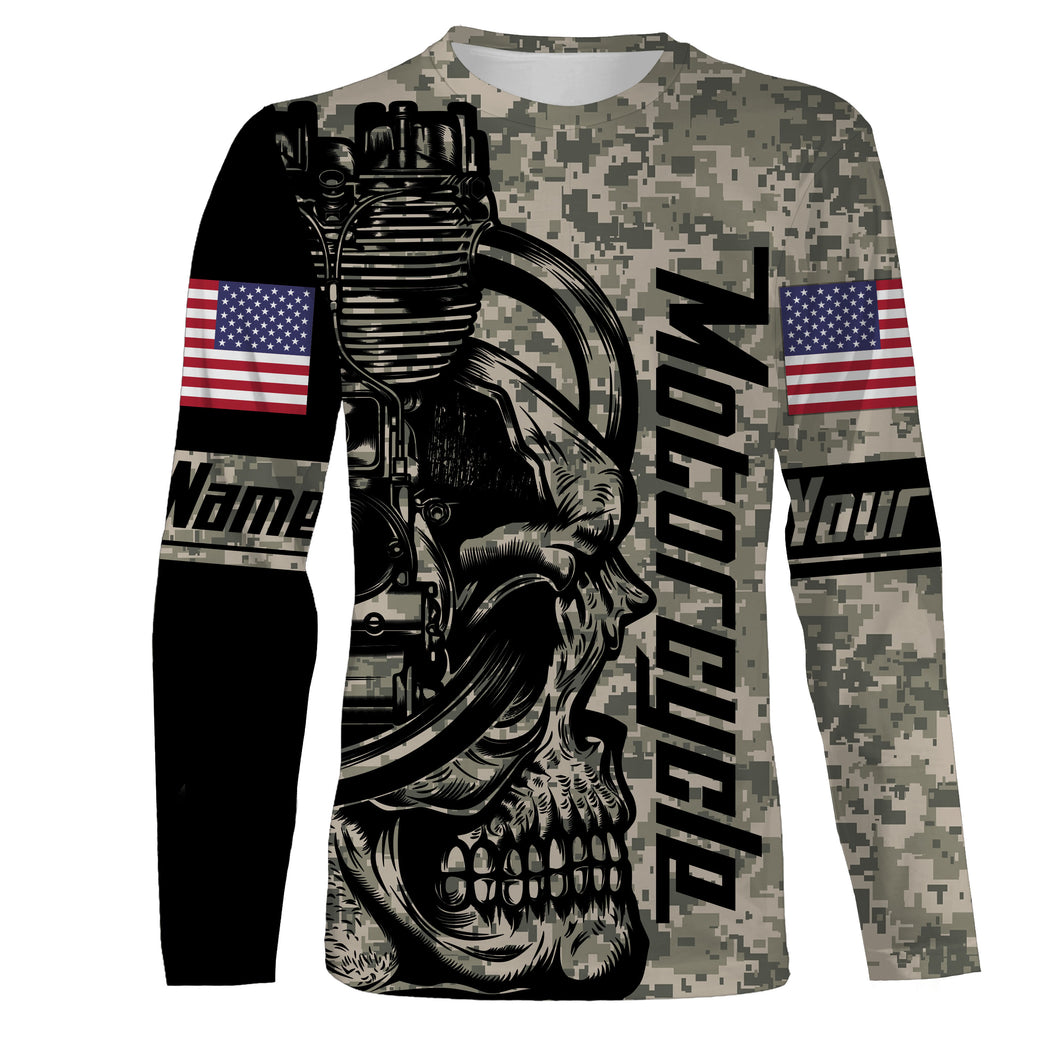 Love Motorcycle Camo Skull Biker Hoodie Jersey Personalized Off-road Racing Shirt Rider Racewear| NMS469