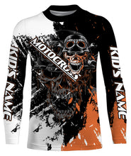 Load image into Gallery viewer, Motocross Skull Personalized Jersey UV Protect, Dirt Bike UPF 30+ Youth Long Sleeves Riders Racewear| NMS364