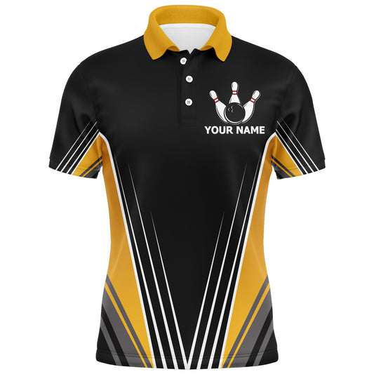 Funny Polo Bowling Shirt for Men Personalized Name Bowling Technique Vintage Bowler Jersey NBP120