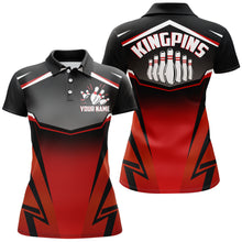 Load image into Gallery viewer, Custom Bowling Shirt for Women, Kingpins Red Polo Bowling Shirt with Name, Ladies Bowling Jersey NBP180