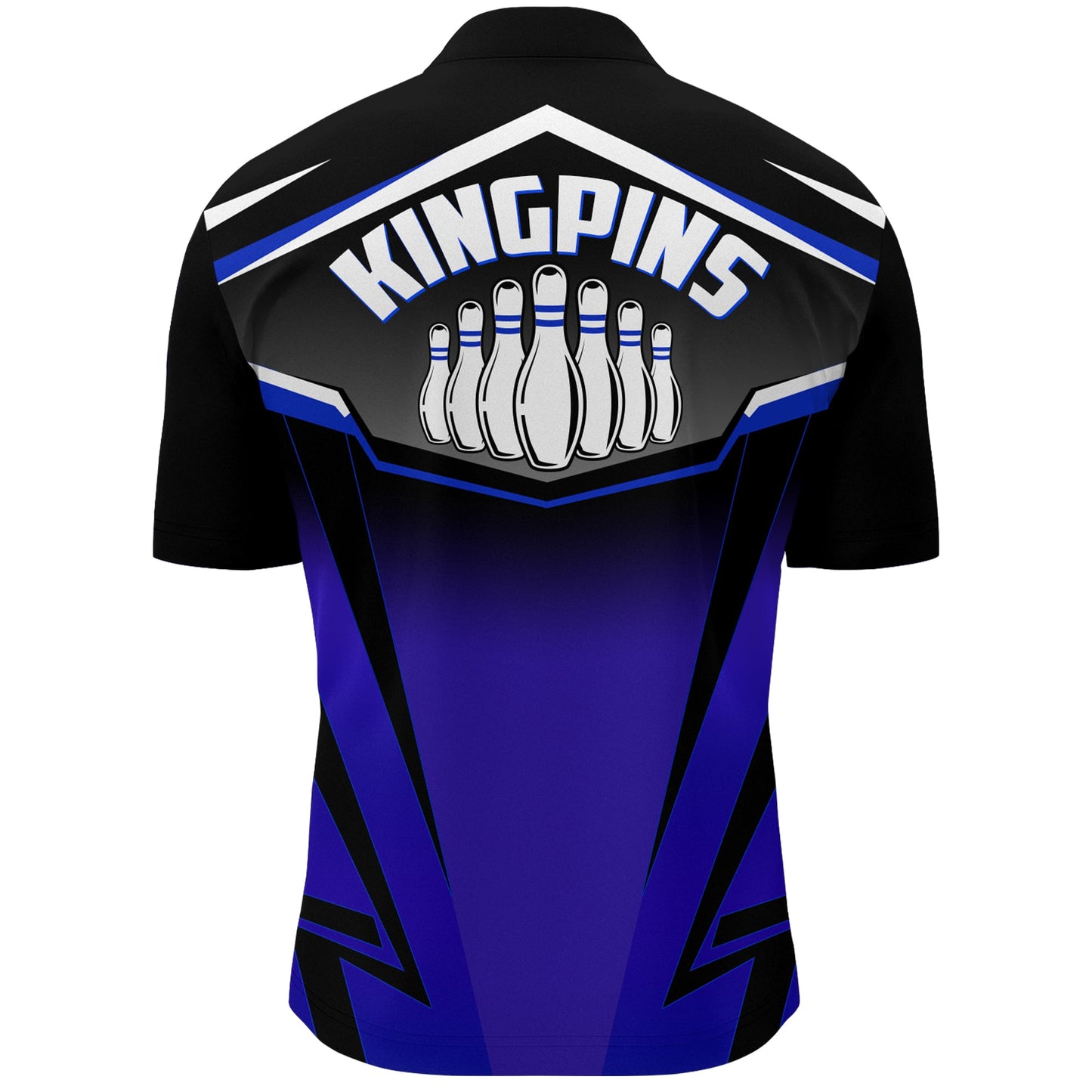 Custom Bowling Shirt for Men, Kingpins Blue Quarter-Zip Bowling Shirt with Name, Men Bowlers Jersey NBZ181