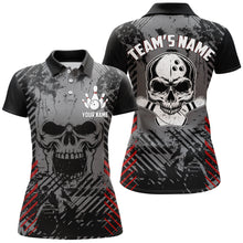 Load image into Gallery viewer, Personalized Skull Bowling Shirt for Women Custom Team's Name Bowling Jersey Lady Bowler Polo Shirt NBP126