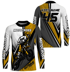 Personalized Motocross Jersey UPF 30+, Dirt Bike Motorcycle Off-Road Racing Long Sleeves - Yellow| NMS269