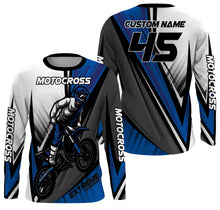 Load image into Gallery viewer, Personalized Motocross Jersey UPF 30+, Dirt Bike Motorcycle Off-Road Racing Long Sleeves - Blue| NMS367