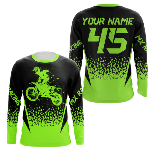 MX Racing Jersey Personalized Motocross UPF30+ Adult&Kid Green Dirt Bike Riders Off-road Motorcycle| NMS676