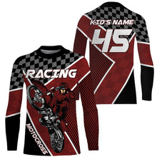 Load image into Gallery viewer, Motocross Racing Jersey Personalized  UPF30+, Motorcycle Red Dirt Bike Racing Off-Road Riders Racewear| NMS433