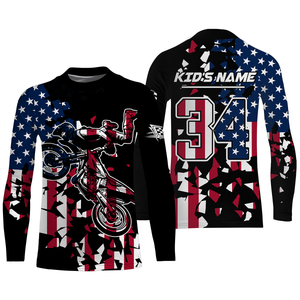 Personalized Dirt Bike Racing Jersey UPF30+ Patriotic Motocross American Off-Road Riding Jersey| NMS726