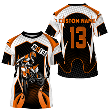 Load image into Gallery viewer, Personalized MotoX jersey UPF30+ orange dirt bike racing motorcycle off-road riders long sleeves| NMS913