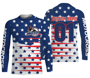 Patriotic Motocross Jersey UPF30+ Personalized Kid&Adult Dirt Bike Racing Shirt Off-road Motorcycle| NMS616