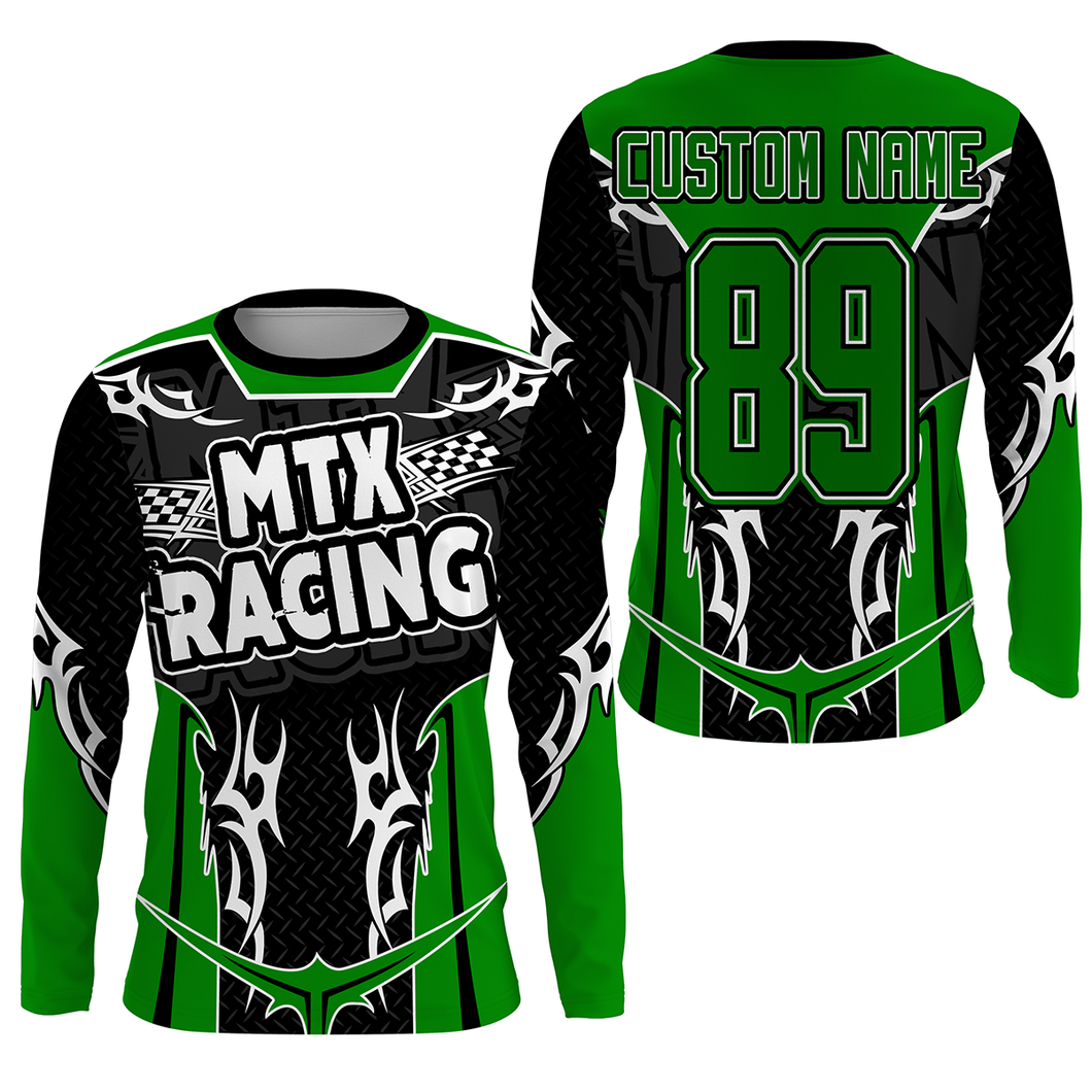 MTX Racing Jersey Custom Name Number UPF30+, Motorcycle Dirt Bike Motocross Off-Road Riders Racewear| NMS435