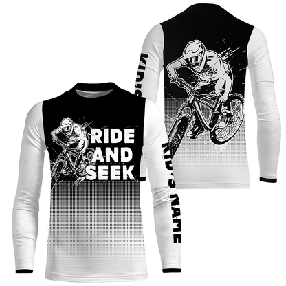 Personalized Mountain Biking Jersey, MTB Jersey All Over Print Long Sleeve Shirt for Cyclist Bike Rider JTS430