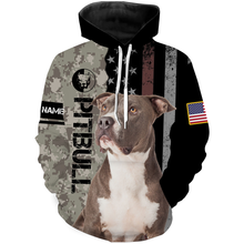 Load image into Gallery viewer, Unisex Pitbull Dad 3D All Over Print Shirt| Custom Name Hunting Dog Shirt| Camo Shirt for Men Dog DadJTSD215