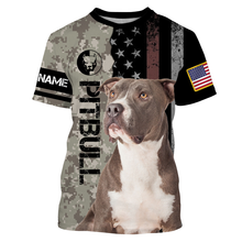 Load image into Gallery viewer, Unisex Pitbull Dad 3D All Over Print Shirt| Custom Name Hunting Dog Shirt| Camo Shirt for Men Dog DadJTSD215