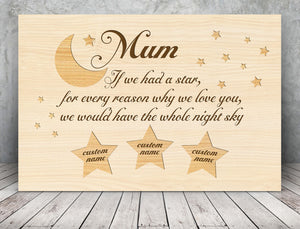 Personalized Canvas| Mum- Whole Night Sky Custom Children's Name Canvas Wall Art| Birthday Gifts for Her, Mother, Mom T171