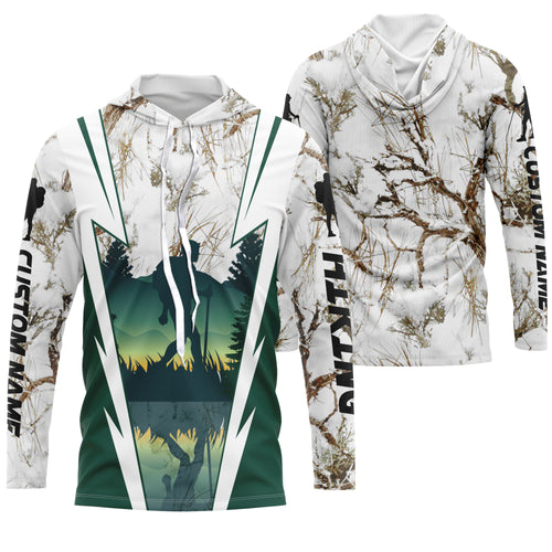 Custom Hiking Winter Camo Hiker Shirts for Men Hiking Long Sleeve UV Protection UPF 30+ Hiking Shirt| SP33
