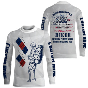 Never Mess with Hiker Personalized Jersey T-Shirt for Men 3D Hiking Long Sleeves Hiker Skull Mountain Shirt UPF30+ SP10