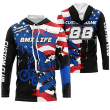 Load image into Gallery viewer, Personalized American BMX racing jersey UPF30+ patriotic Cycling shirt bicycle motocross racewear| SLC12