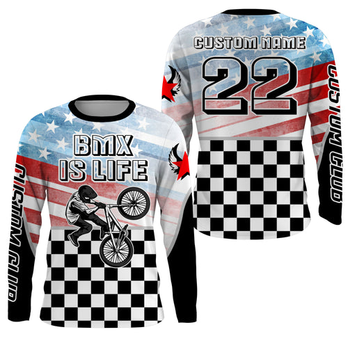 BMX Life American BMX racing jersey UPF30+ Personalized patriotic Cycling shirt Motocross Racewear| SLC11