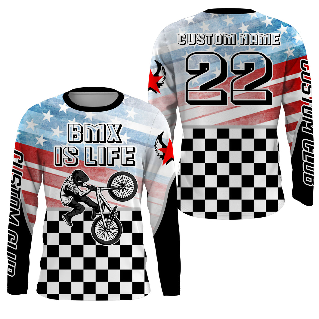 BMX Life American BMX racing jersey UPF30+ Personalized patriotic Cycling shirt Motocross Racewear| SLC11