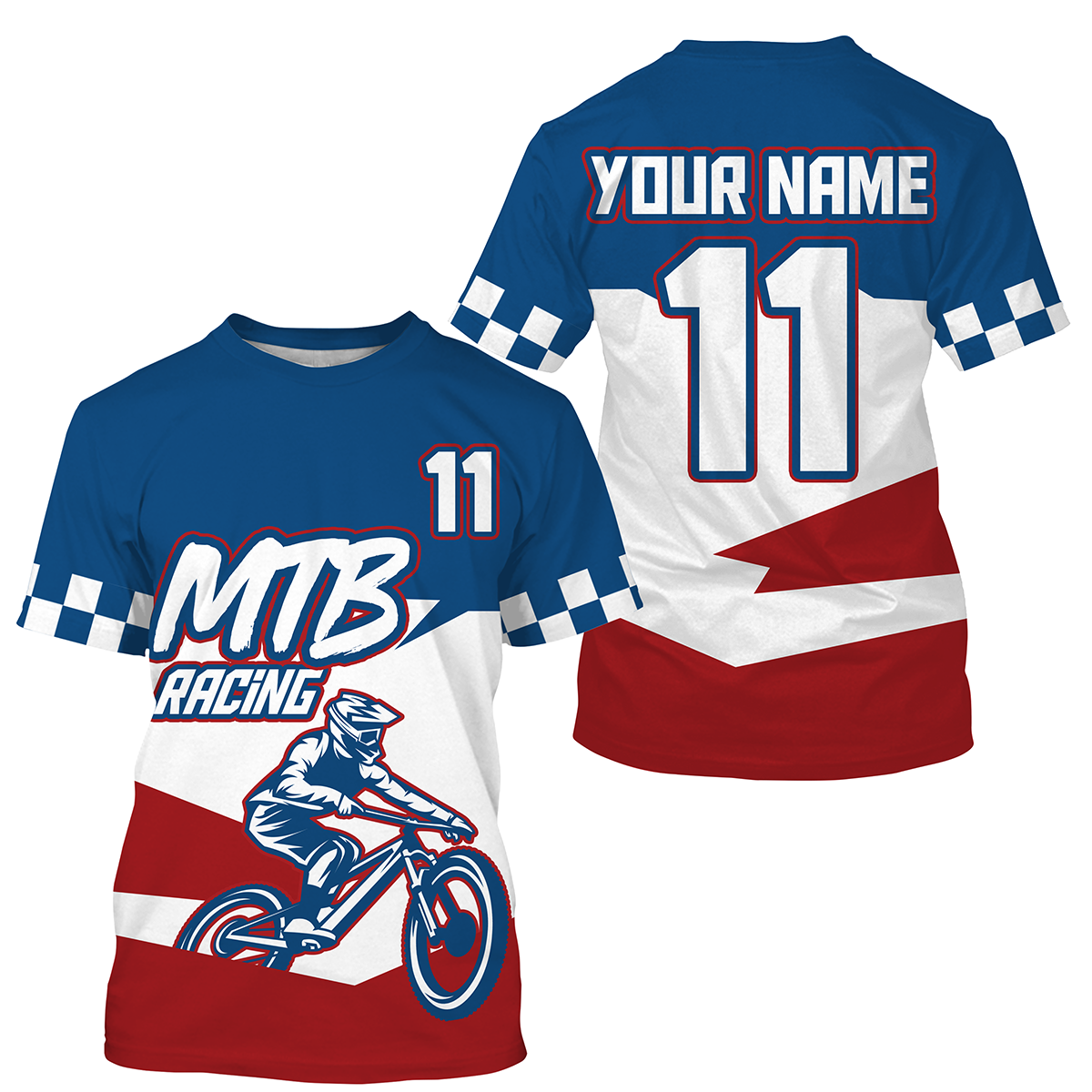 Personalized adult kid MTB biking jersey UPF30+ blue mountain bike shirt enduro cycling racewear| SLC45