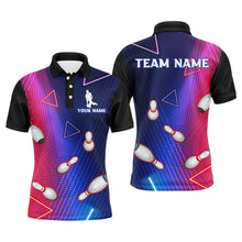 Load image into Gallery viewer, Navy Bowling Shirt For Men Custom Name Polo Bowling Jersey Men&#39;s 3D Bowling Team Shirt BDT45
